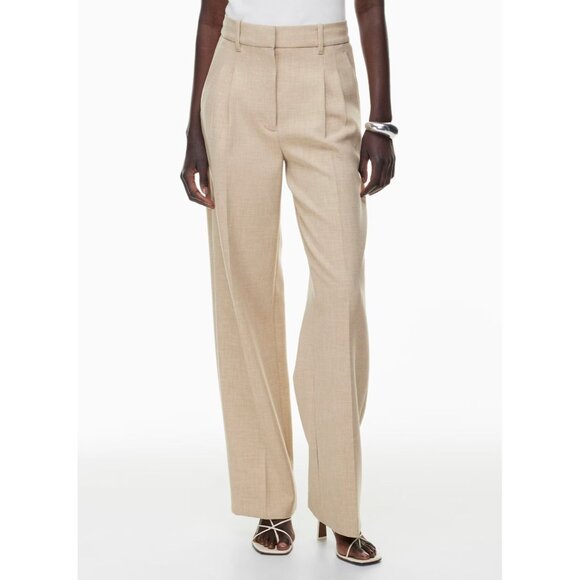 Aritzia WILFRED Effortless Grey Taupe Suiting Wide Leg Pleated Pants, Size 6 - Picture 9 of 12